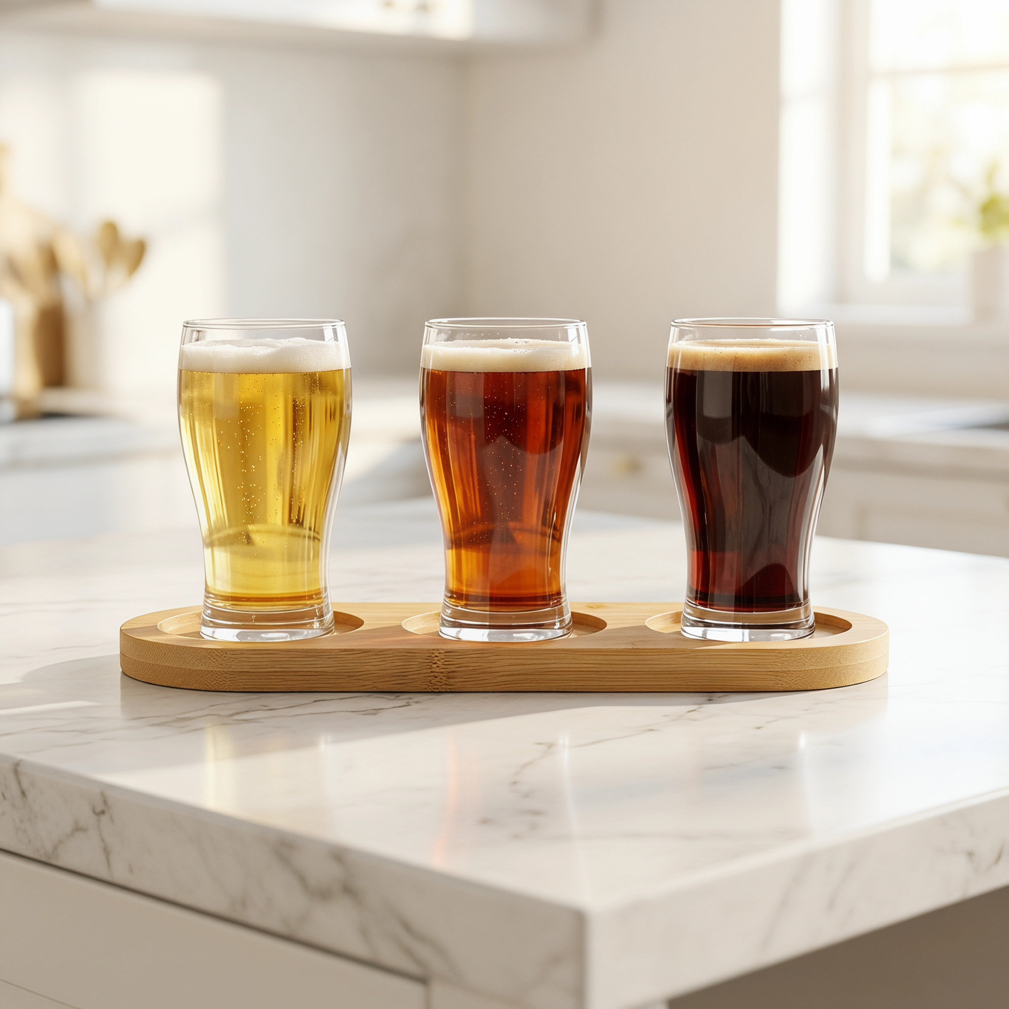 3 Hole Bamboo Beer Flight Boar - огляд і ціна Beer Flight Set