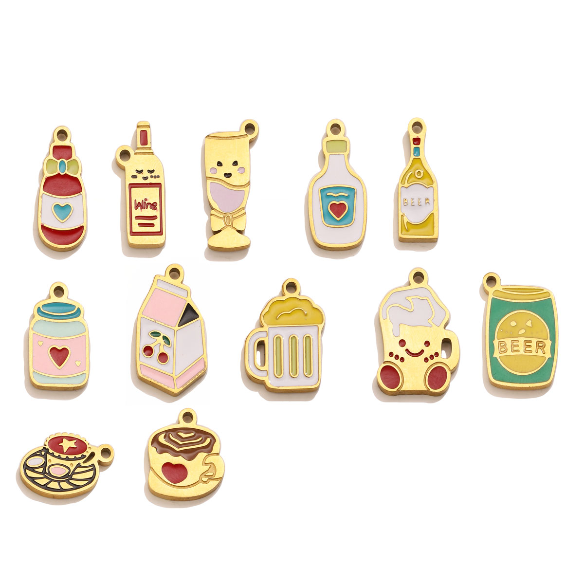 5pc Enamel Cute Food Drink Cha - огляд і ціна Wine Beer Food