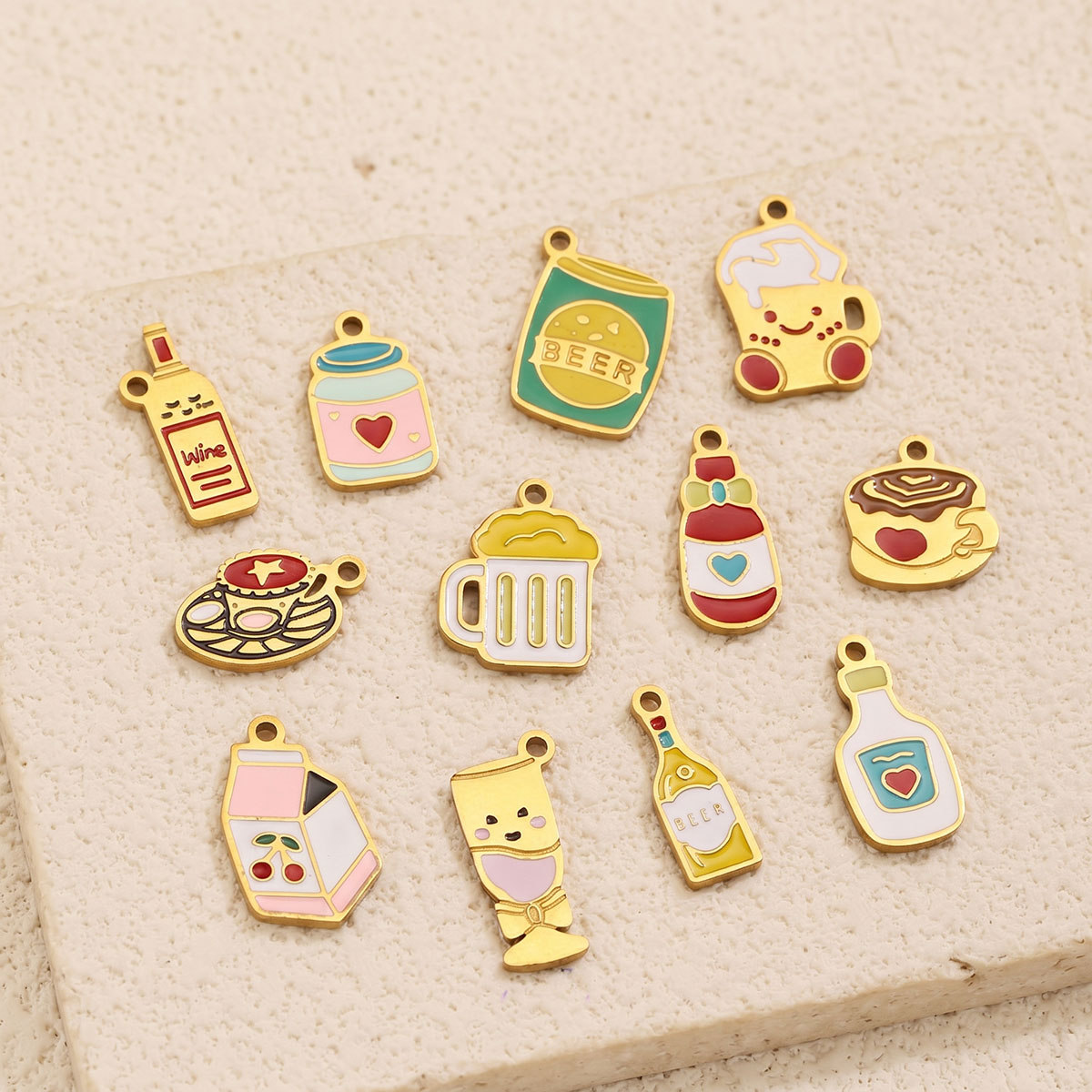 5pc Enamel Cute Food Drink Cha - огляд і ціна Wine Beer Food