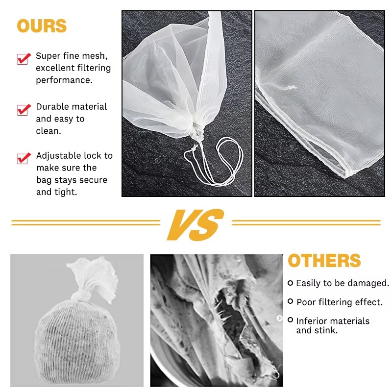 3Pcs Brew Bag 100 Mesh Straini - огляд і ціна Wine Beer Food