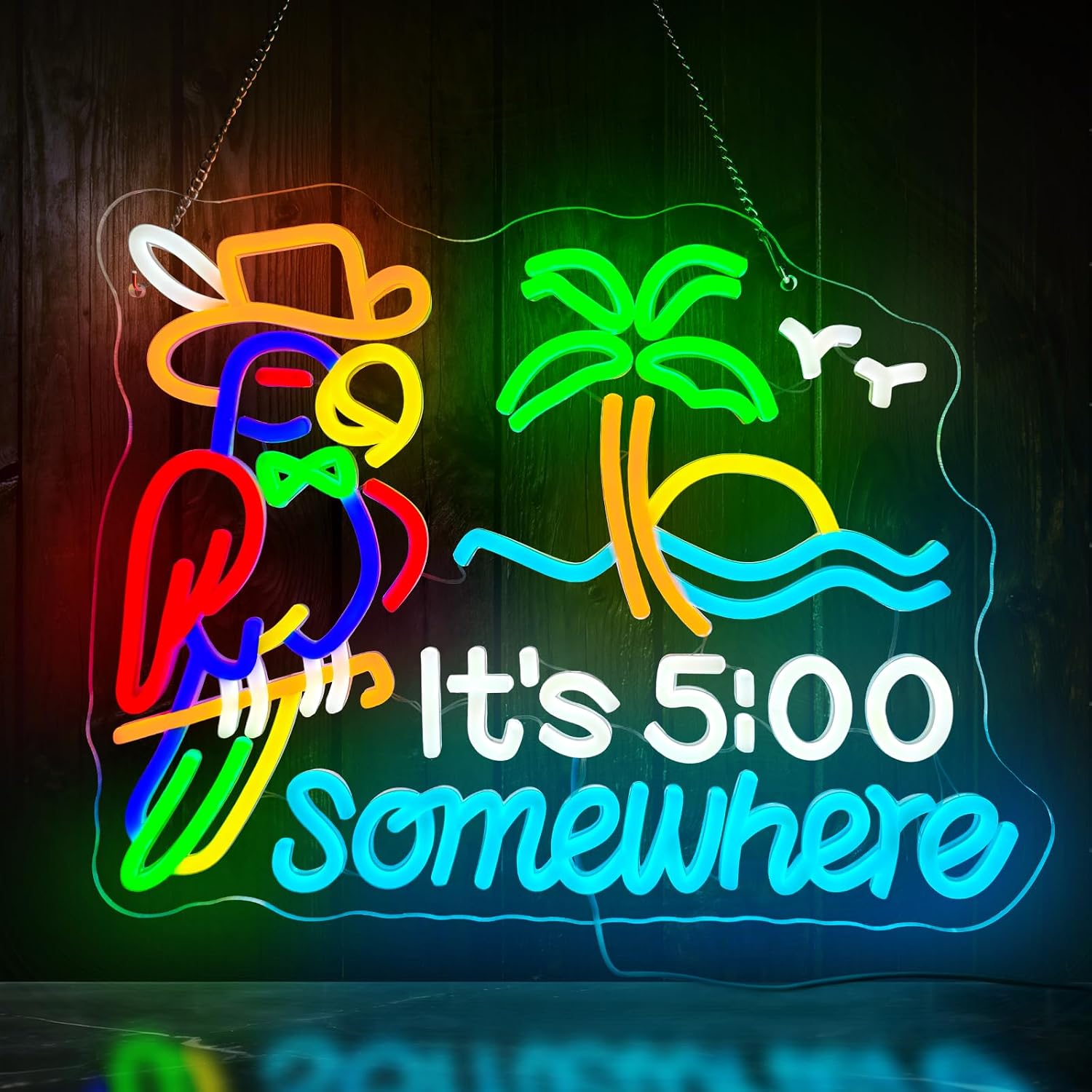 Tiki Bar Parrot Palm Tree Neon - огляд і ціна Beer & Wine Downtown